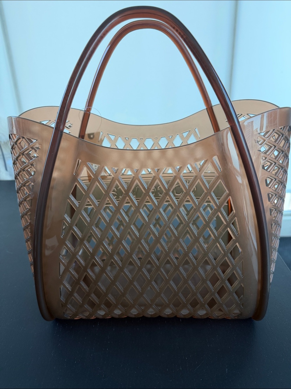 NWT Dolce Vita Amber Brown Lattice Clear Tote - Picture 2 of 4